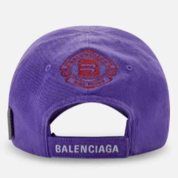 Balenciaga Unisex Unity Snowboard Logo Baseball Cap in Ultraviolet/White sz L - Picture 4 of 4